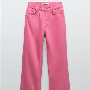 ZARA pink high waisted wide leg jeans